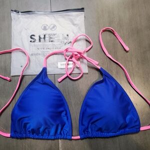 Shein Women's Blue and Pink Bikini Top 2XL BRAND NEW